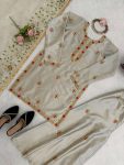 DESIGNER SATIN SILK THREAD WITH SEQUENCE WORK TOP PALAZZO WITH DUPATTA FESTIVE WEAR WHOLESALE PRICE ETHNIC GARMENT (1)