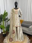 DESIGNER SATIN SILK THREAD WITH SEQUENCE WORK TOP PALAZZO WITH DUPATTA FESTIVE WEAR WHOLESALE PRICE ETHNIC GARMENT (1)