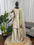 DESIGNER SATIN SILK THREAD WITH SEQUENCE WORK TOP PALAZZO WITH DUPATTA FESTIVE WEAR WHOLESALE PRICE ETHNIC GARMENT (1)