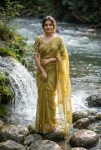 DESIGNER SPACE SILK EMBROIDERY BEADS WORK HEAVY BUTTA WITH TONE ARC WORK SAREE WITH STITCHED BLOUSE WEDDING WEAR WHOLESALE PRICE ETHNIC GARMENT (2)