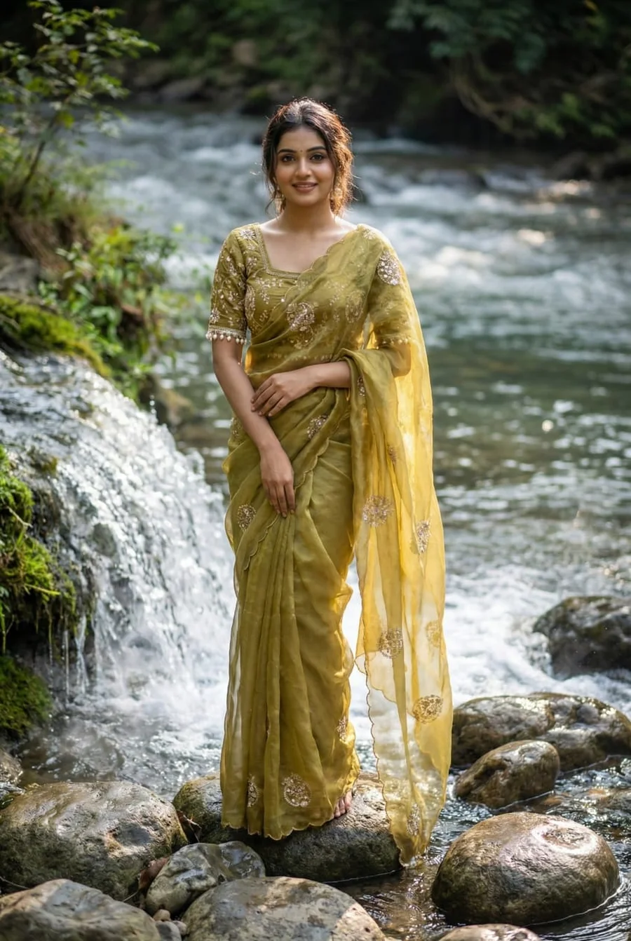 DESIGNER SPACE SILK EMBROIDERY BEADS WORK HEAVY BUTTA WITH TONE ARC WORK SAREE WITH STITCHED BLOUSE WEDDING WEAR WHOLESALE PRICE ETHNIC GARMENT (2)