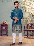 DESIGNER STAR COTTON EMBROIDERY WORK KURTA PAYJAMA TEAL