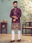 DESIGNER STAR COTTON EMBROIDERY  WORK KURTA PAYJAMA WINE