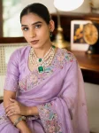 DESIGNER TISSUE SILK EMBROIDERY WITH CUTWORK SAREE WITH UNSTITCHED BLOUSE WEDDING WEAR WHOLESALE PRICE ETHNIC GARMENT (16)