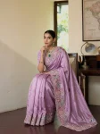 DESIGNER TISSUE SILK EMBROIDERY WITH CUTWORK SAREE WITH UNSTITCHED BLOUSE WEDDING WEAR WHOLESALE PRICE ETHNIC GARMENT (16)