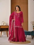 DESIGNER VICHITRA BEADS HAND WORK TOP SHARARA WITH DUPATTA FESTIVE WEAR WHOLESALE PRICE ETHNIC GARMENT (2)