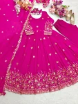 DESIGNER VICHITRA SILK EMBROIDERY 5 MM SEQUENCE WORK GOWN BOTTOM WITH DUPATTA WEDDING WEAR WHOLESALE PRICE ETHNIC GARMENT (7)