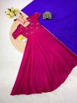 DESIGNER VICHITRA SILK MAGGAM HAND WORK GOWN WITH DUPATTA FESTIVE WEAR WHOLESALE PRICE ETHNIC GARMENT (3)