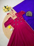 DESIGNER VICHITRA SILK MAGGAM HAND WORK GOWN WITH DUPATTA FESTIVE WEAR WHOLESALE PRICE ETHNIC GARMENT (3)