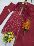 DESIGNER VICHITRA SILK SEQUENCE EMBROIDERY WORK TOP BOTTOM WITH DUPATTA FESTIVE WEAR WHOLESALE PRICE ETHNIC GARMENT (4)