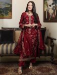 DESIGNER VICHITRA SILK SEQUENCE EMBROIDERY WORK TOP BOTTOM WITH DUPATTA FESTIVE WEAR WHOLESALE PRICE ETHNIC GARMENT (4)