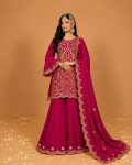 DESIGNER VICHITRA SILK SEQUENCE & ZARI & THREAD EMBROIDERY WORK TOP PALAZZO WITH DUPATTA FESTIVE WEAR WHOLESALE PRICE ETHNIC GARMENT (3)
