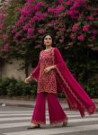DESIGNER VICHITRA SILK SEQUENCE & ZARI & THREAD EMBROIDERY WORK TOP PALAZZO WITH DUPATTA FESTIVE WEAR WHOLESALE PRICE ETHNIC GARMENT (3)