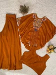 FANCY AIR TEX CHINON SEQUENCE EMBROIDERED WORK WITH KODI LATKAN WORK TOP BLOUSE WITH PALAZZO FESTIVE WEAR WHOLESALE PRICE ETHNIC GARMENT (2)