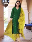 FANCY ART SILK WEAVING WORK TOP BOTTOM WITH DUPATTA FESTIVE WEAR WHOLESALE PRICE ETHNIC GARMENT (2)