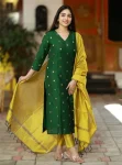 FANCY ART SILK WEAVING WORK TOP BOTTOM WITH DUPATTA FESTIVE WEAR WHOLESALE PRICE ETHNIC GARMENT (2)