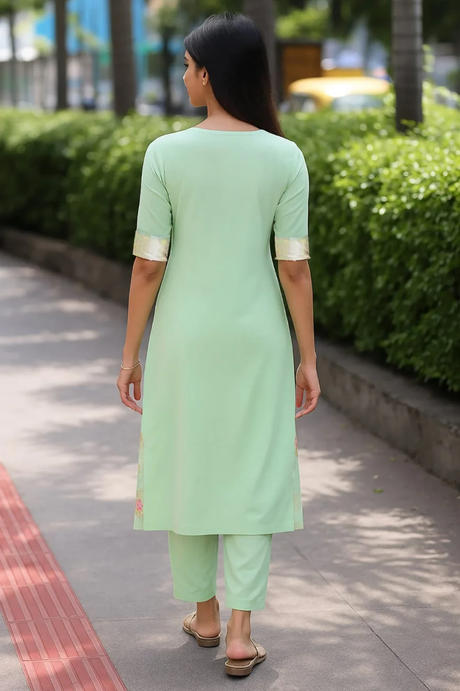 FANCY ART SILK WEAVING WORK TOP BOTTOM WITH DUPATTA OFFICE WEAR WHOLESALE PRICE ETHNIC GARMENT (3)