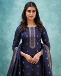 FANCY ART SILK WOVEN WORK TOP BOTTOM WITH DUPATTA FESTIVE WEAR WHOLESALE PRICE ETHNIC GARMENT (1)