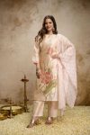 FANCY ASSAM SILK FLORAL PRINT WORKTOP BOTTOM WITH DUPATTA CREAM