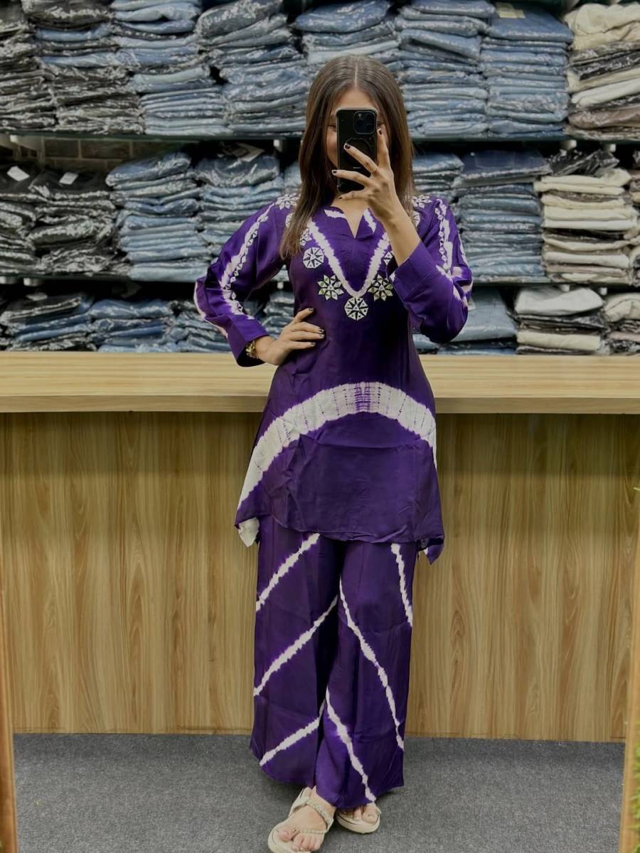 FANCY BURBERRY SILK HANDWORK CO-ORD SET DAILY WEAR WHOLESALE PRICE ETHNIC GARMENT (2)