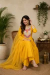 FANCY CHANDERI SEQUENCE CODING EMBROIDERY WORK TOP BOTTOM WITH DUPATTA FESTIVE WEAR WHOLESALE PRICE ETHNIC GARMENT (4)