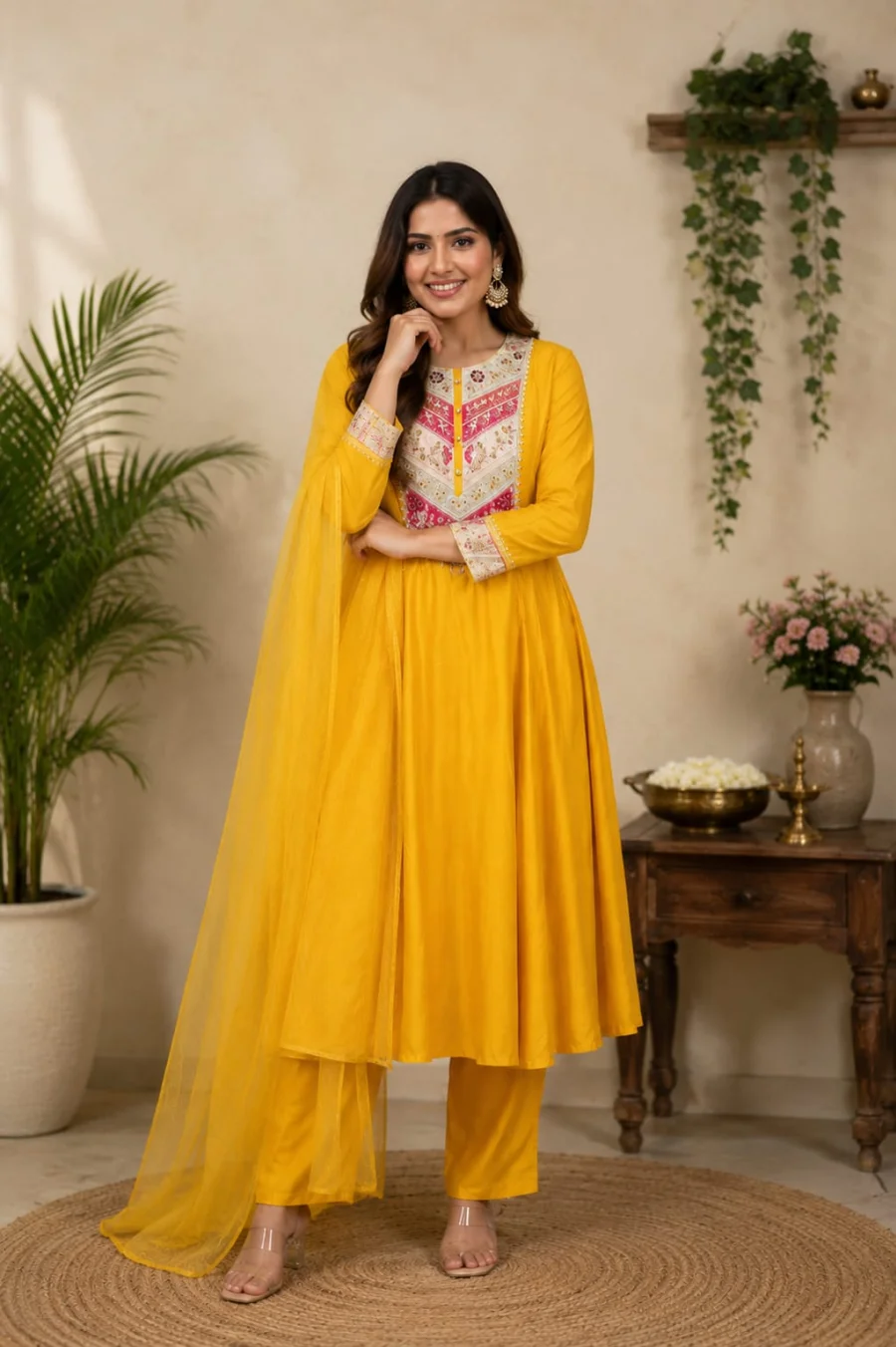 FANCY CHANDERI SEQUENCE CODING EMBROIDERY WORK TOP BOTTOM WITH DUPATTA FESTIVE WEAR WHOLESALE PRICE ETHNIC GARMENT (4)