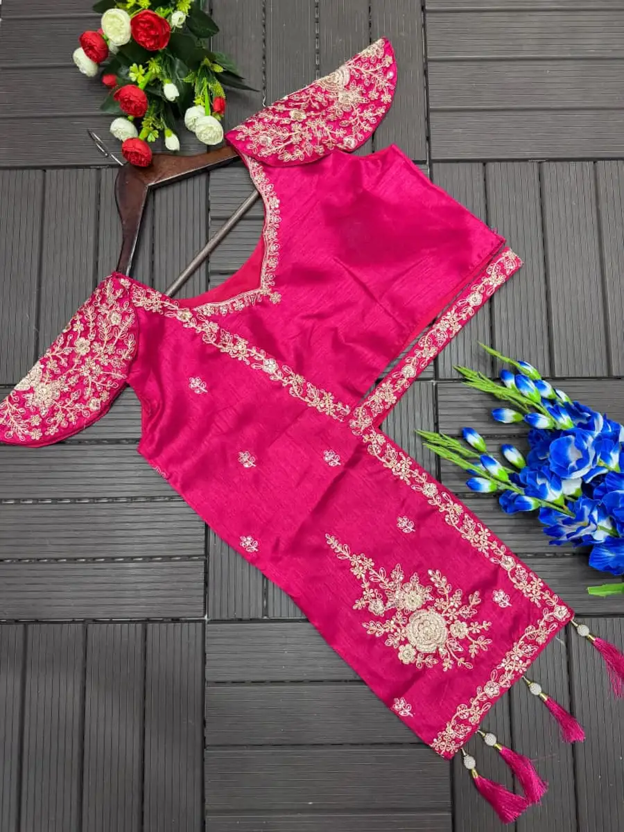 FANCY CHINON PLAIN LEHENGA WITH EMBROIDERY SEQUENCE WORK BLOUSE WITH JACKET PARTY WEAR WHOLESALE PRICE ETHNIC GARMENT (1)