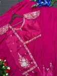 FANCY CHINON PLAIN LEHENGA WITH EMBROIDERY SEQUENCE WORK BLOUSE WITH JACKET PARTY WEAR WHOLESALE PRICE ETHNIC GARMENT (4)