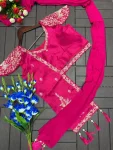 FANCY CHINON PLAIN LEHENGA WITH EMBROIDERY SEQUENCE WORK BLOUSE WITH JACKET PARTY WEAR WHOLESALE PRICE ETHNIC GARMENT (4)