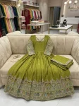 FANCY CHINON SILK EMBROIDERY CODING DORI AND SEQUENCE WORK GOWN BOTTOM WITH DUPATTA FESTIVE WEAR WHOLESALE PRICE ETHNIC GARMENT (2)