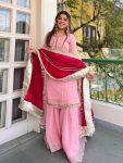 FANCY CHINON SILK SEQUENCE AND MULTI ZARI THREAD EMBROIDERY WORK TOP PALAZZO WITH DUPATTA FESTIVE WEAR WHOLESALE PRICE ETHNIC GARMENT (8)