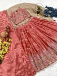 FANCY CHINON SILK SEQUENCE EMBROIDERY WORK KID’S LEHENGA CHOLI WITH DUPATTA FESTIVE WEAR WHOLESALE PRICE ETHNIC GARMENT (3)