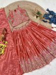FANCY CHINON SILK SEQUENCE EMBROIDERY WORK KID’S LEHENGA CHOLI WITH DUPATTA FESTIVE WEAR WHOLESALE PRICE ETHNIC GARMENT (3)