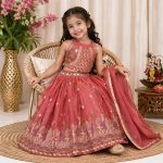 FANCY CHINON SILK SEQUENCE EMBROIDERY WORK KID’S LEHENGA CHOLI WITH DUPATTA FESTIVE WEAR WHOLESALE PRICE ETHNIC GARMENT (3)