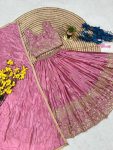 FANCY CHINON SILK SEQUENCE EMBROIDERY WORK KID’S LEHENGA CHOLI WITH DUPATTA WEDDING WEAR WHOLESALE PRICE ETHNIC GARMENT (5)