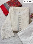 FANCY COTTON CHIKANKARI WORK TOP BOTTOM WITH DUPATTA FESTIVE WEAR WHOLESALE PRICE ETHNIC GARMENT (18)