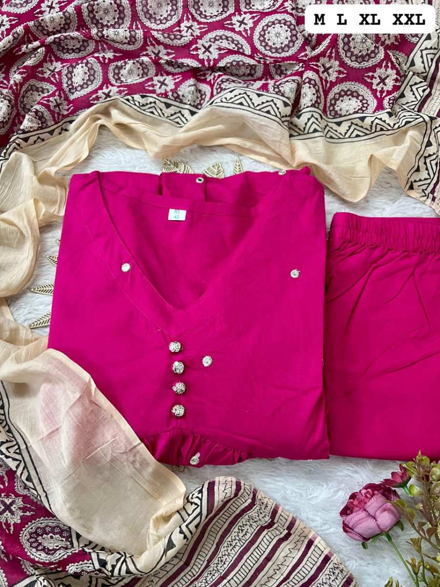FANCY COTTON EMBROIDERY WORK TOP BOTTOM WITH DUPATTA FESTIVE WEAR WHOLESALE PRICE ETHNIC GARMENT (4)