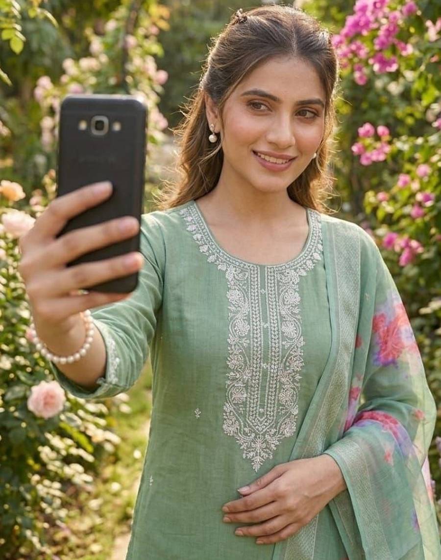 FANCY COTTON EMBROIDERY WORK TOP BOTTOM WITH DUPATTA FESTIVE WEAR WHOLESALE PRICE ETHNIC GARMENT (5)