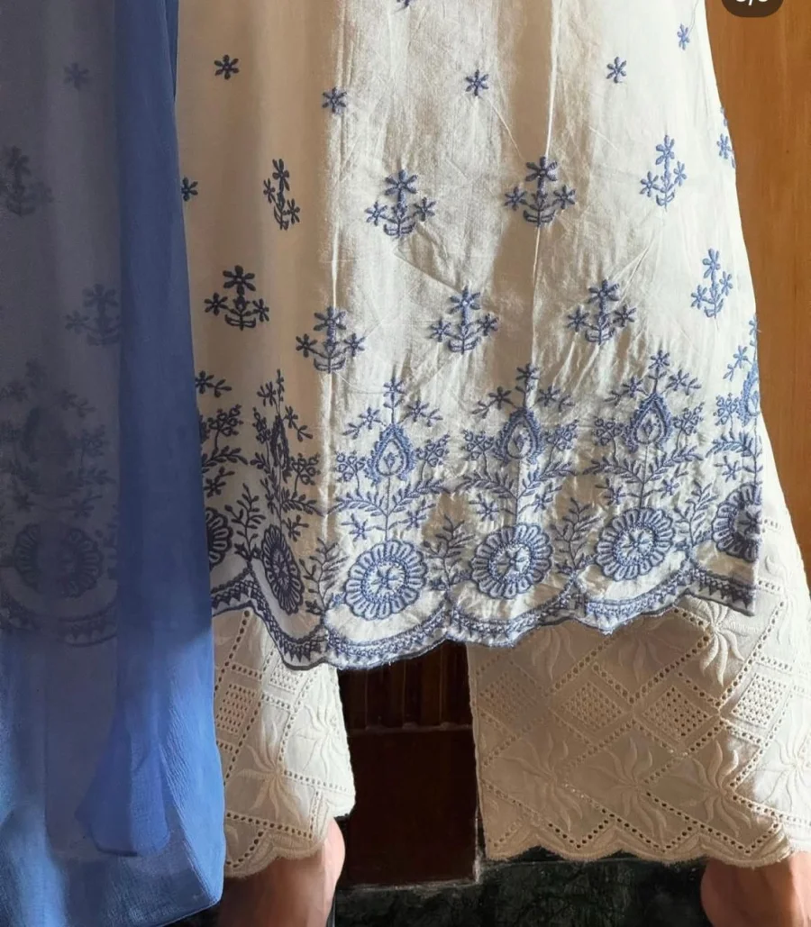 FANCY COTTON FLEX FLORAL AND BORDER EMBROIDERY WORK TOP PALAZZO WITH DUPATTA FESTIVE WEAR WHOLESALE PRICE ETHNIC GARMENT (1)