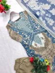 FANCY COTTON PRINT WITH EMBROIDERY SEQUENCE WORK TOP BOTTOM WITH DUPATTA DAILY WEAR WHOLESALE PRICE ETHNIC GARMENT (5)