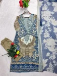 FANCY COTTON PRINT WITH EMBROIDERY SEQUENCE WORK TOP BOTTOM WITH DUPATTA DAILY WEAR WHOLESALE PRICE ETHNIC GARMENT (5)