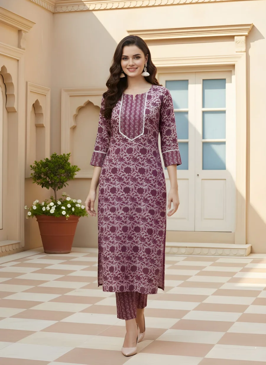 FANCY COTTON PRINTED WORK TOP PENT SET DAILY WEAR WHOLESALE PRICE ETHNIC GARMENT (1)