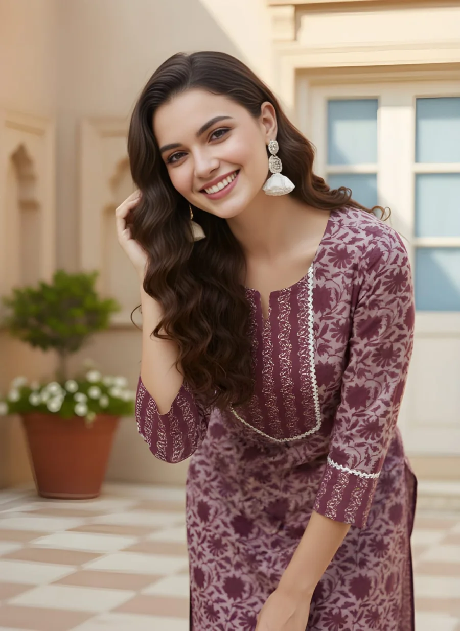 FANCY COTTON PRINTED WORK TOP PENT SET DAILY WEAR WHOLESALE PRICE ETHNIC GARMENT (6)