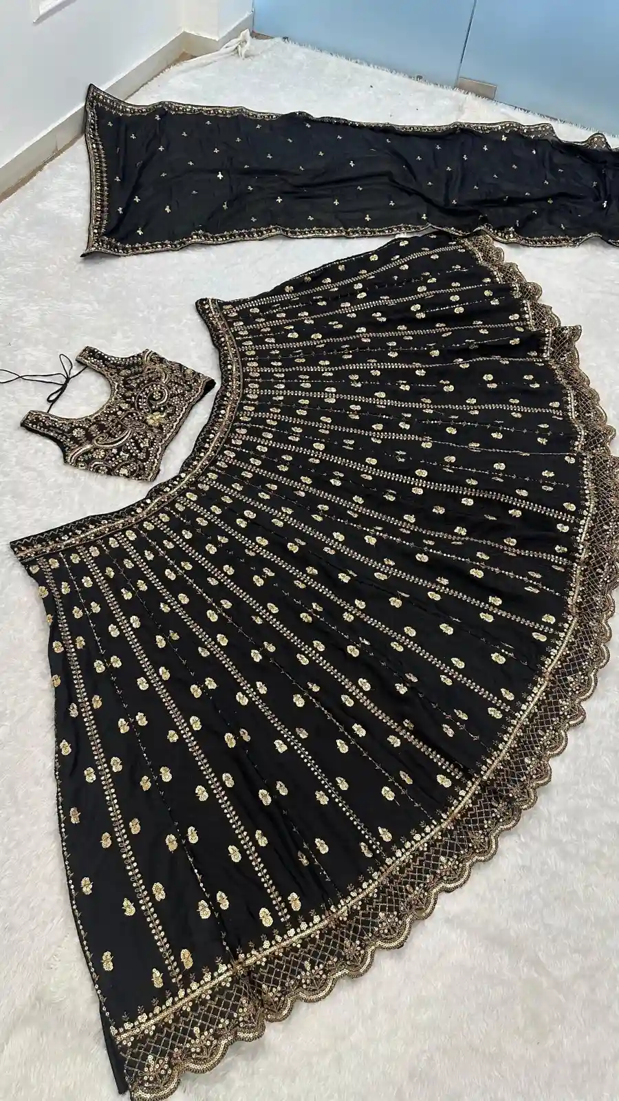 FANCY CREPE SILK SEQUENCE , DORI & ZARI WORK LEHENGA CHOLI WITH DUPATTA WEDDING WEAR WHOLESALE PRICE ETHNIC GARMENT (11)