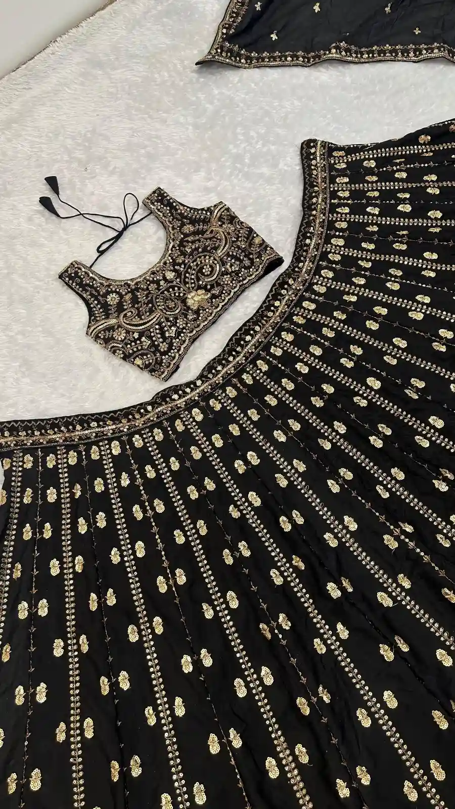 FANCY CREPE SILK SEQUENCE , DORI & ZARI WORK LEHENGA CHOLI WITH DUPATTA WEDDING WEAR WHOLESALE PRICE ETHNIC GARMENT (12)