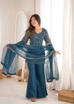FANCY CRUNCHY SILK EMBROIDERY SEQUENCE AND JARI WORK TOP PALAZZO WITH DUPATTA FESTIVE WEAR WHOLESALE PRICE ETHNIC GARMENT (3)