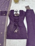 FANCY CRUNCHY SILK EMBROIDERY SEQUENCE AND JARI WORK TOP PALAZZO WITH DUPATTA FESTIVE WEAR WHOLESALE PRICE ETHNIC GARMENT (2)