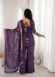 FANCY CRUNCHY SILK EMBROIDERY SEQUENCE AND JARI WORK TOP PALAZZO WITH DUPATTA FESTIVE WEAR WHOLESALE PRICE ETHNIC GARMENT (2)