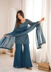 FANCY CRUNCHY SILK EMBROIDERY SEQUENCE AND JARI WORK TOP PALAZZO WITH DUPATTA FESTIVE WEAR WHOLESALE PRICE ETHNIC GARMENT (3)
