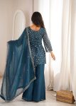 FANCY CRUNCHY SILK EMBROIDERY SEQUENCE AND JARI WORK TOP PALAZZO WITH DUPATTA FESTIVE WEAR WHOLESALE PRICE ETHNIC GARMENT (3)